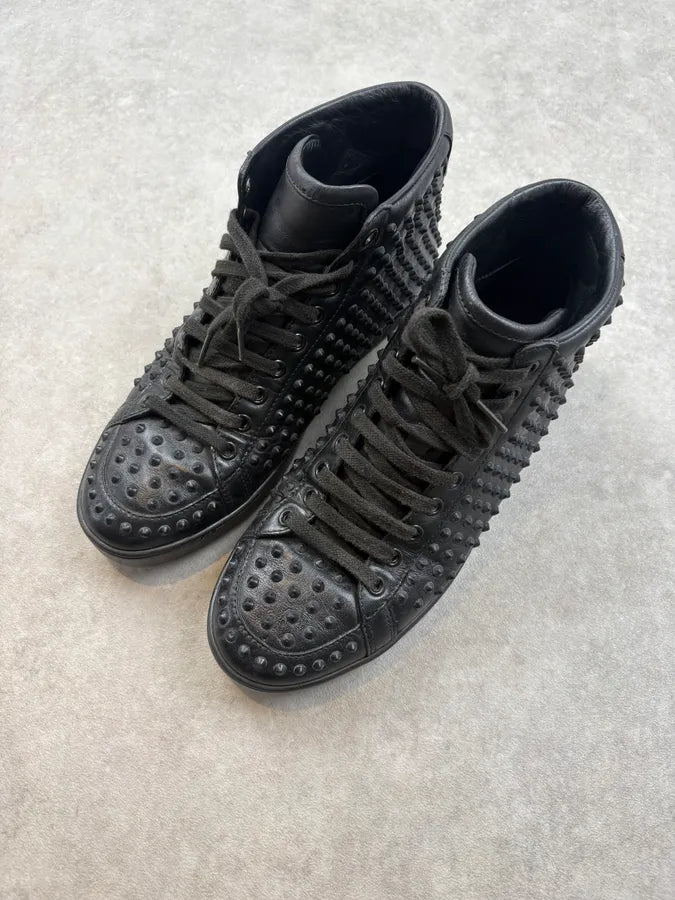 Gucci Black Leather Studded Rock High Sneakers rsXeEQi 2