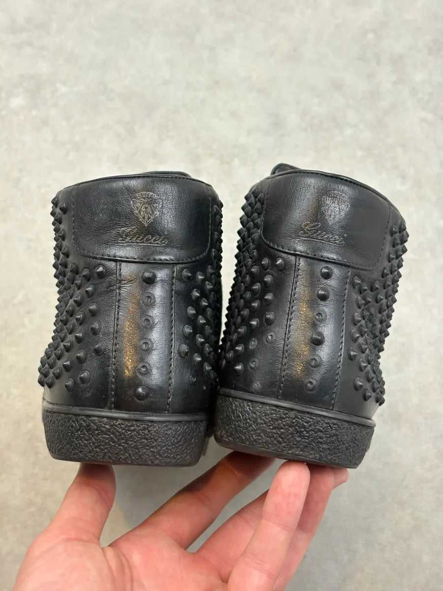 Gucci Black Leather Studded Rock High Sneakers rsXeEQi 6