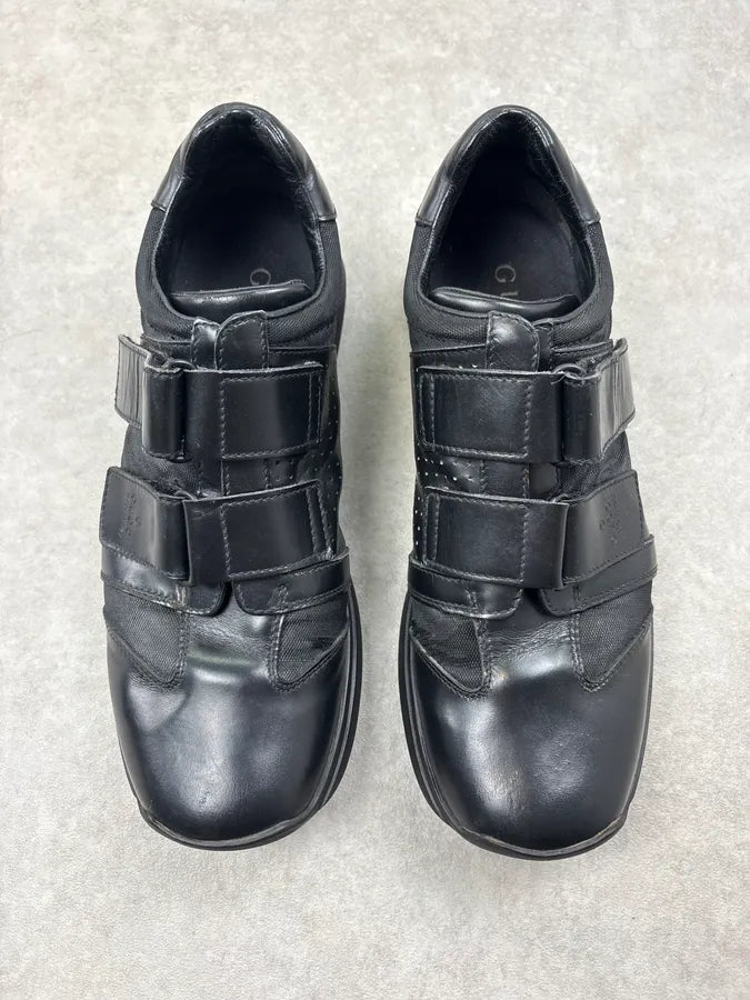 Gucci Black Leather Velcro Strap Sneakers XeogmEy 1