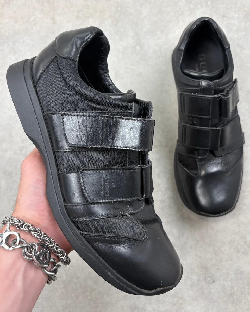 Gucci Black Leather Velcro Strap Sneakers XeogmEy 0