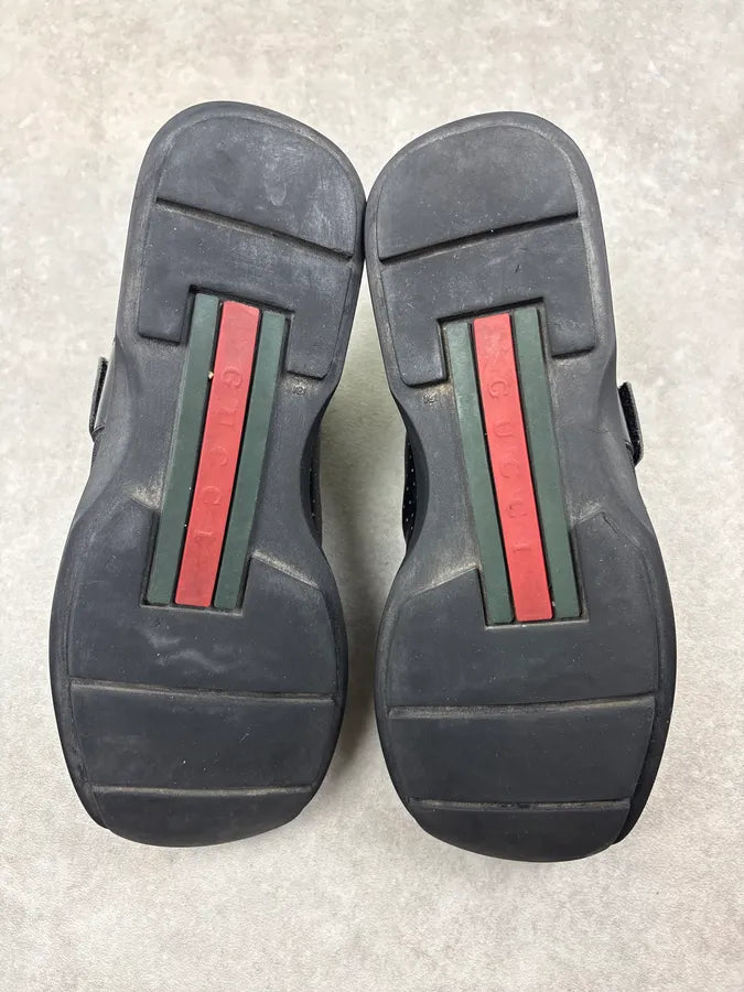 Gucci Black Leather Velcro Strap Sneakers XeogmEy 6