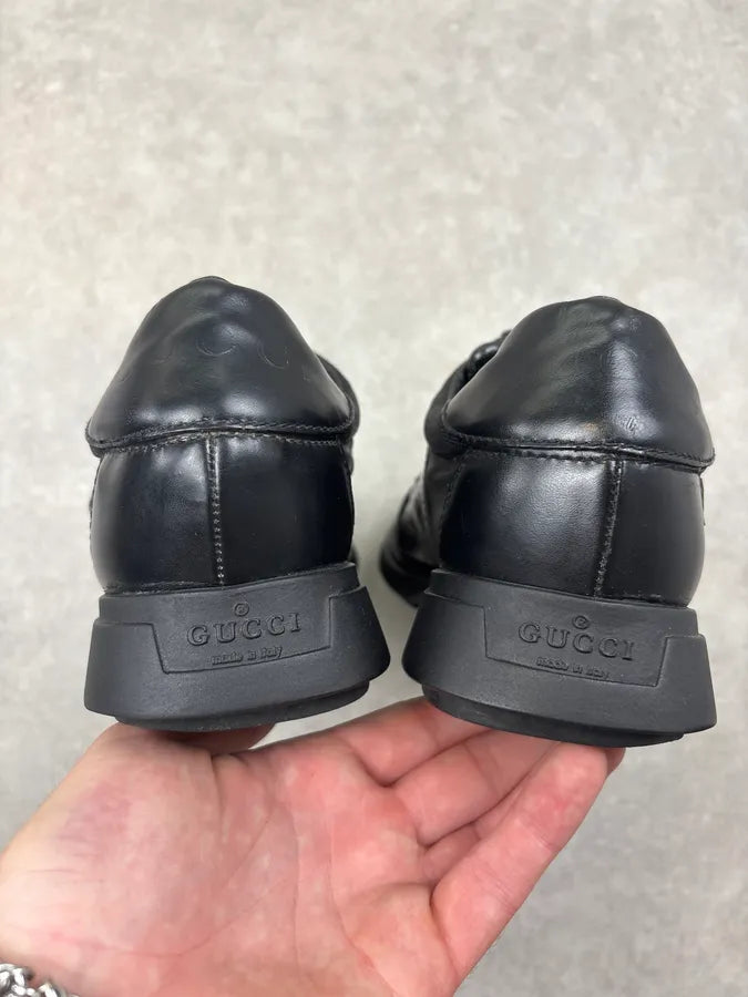 Gucci Black Leather Velcro Strap Sneakers XeogmEy 5