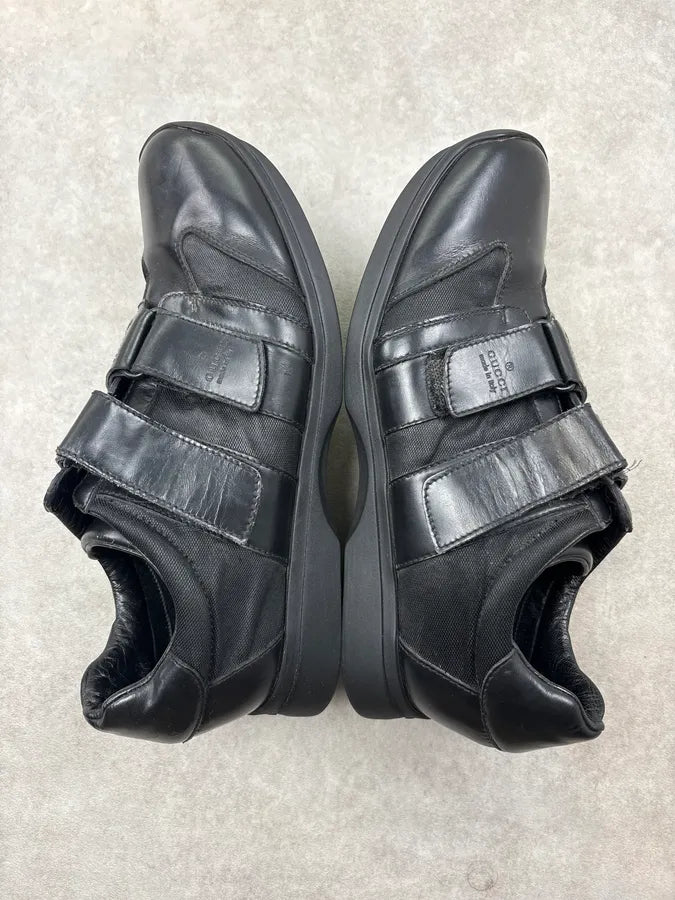 Gucci Black Leather Velcro Strap Sneakers XeogmEy 4