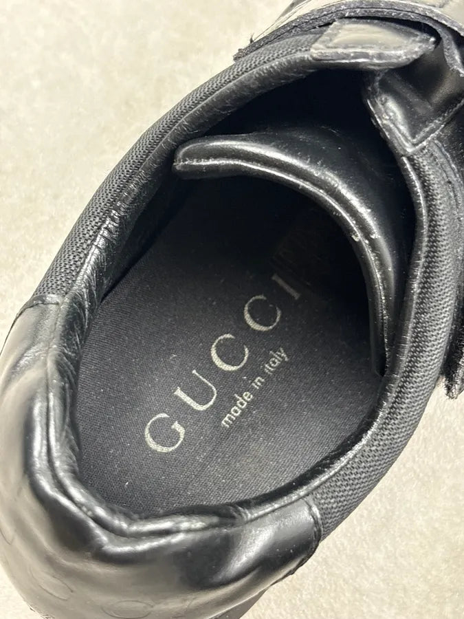 Gucci Black Leather Velcro Strap Sneakers XeogmEy 7