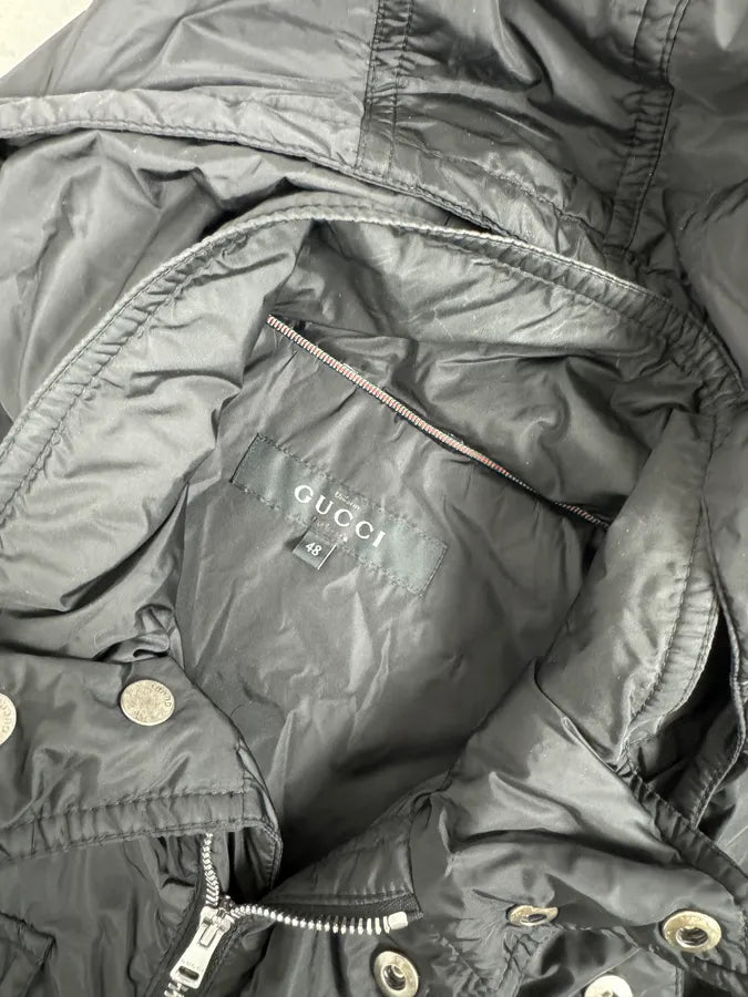 AW2013 Gucci Black Long Windbreaker Hooded Jacket zwryTrB 7