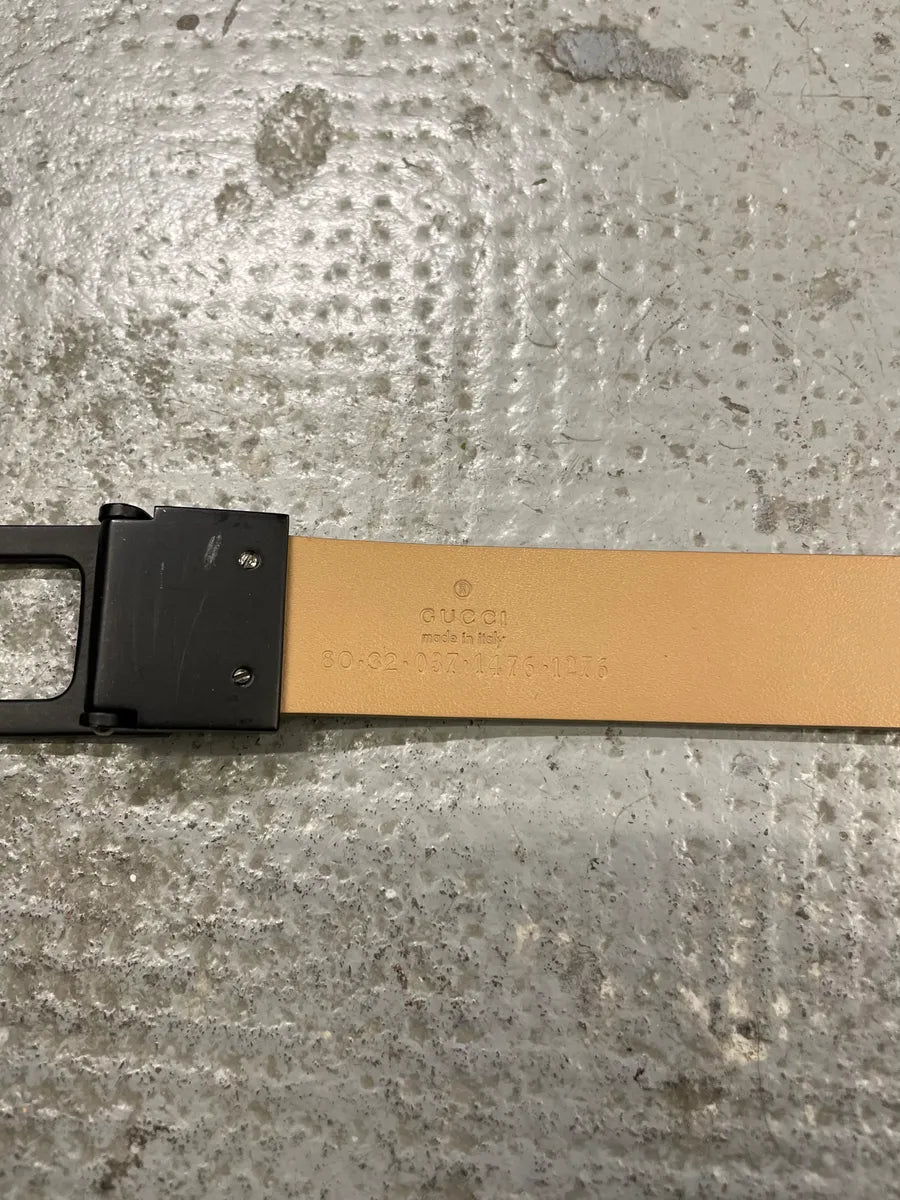 Gucci Black Metal G Beige Leather Belt FSpiERu 6