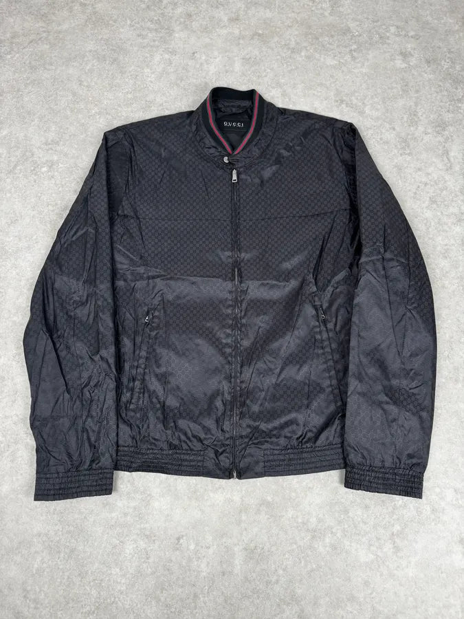 SS2012 Gucci Black Monogram Zip-Up Nylon Light Jacket HFjQdLd 0