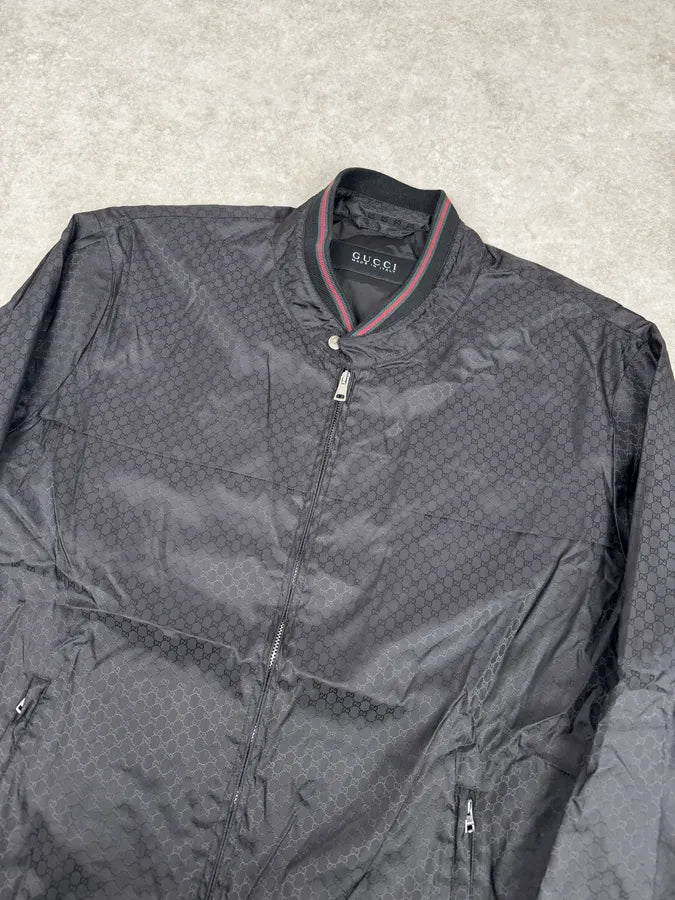 SS2012 Gucci Black Monogram Zip-Up Nylon Light Jacket HFjQdLd 4