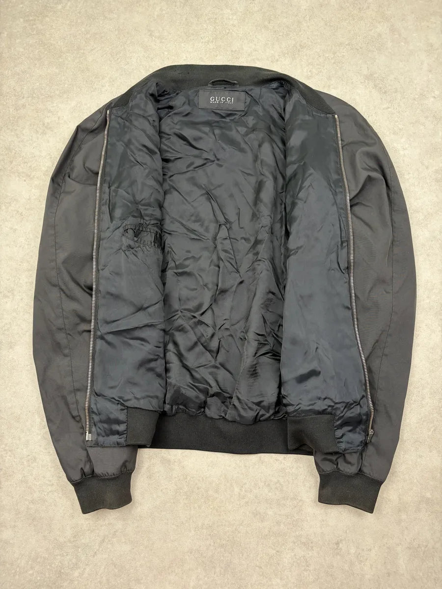 AW2013 Gucci Black Nylon Minimalist Bomber Jacket ppaWCjO 8