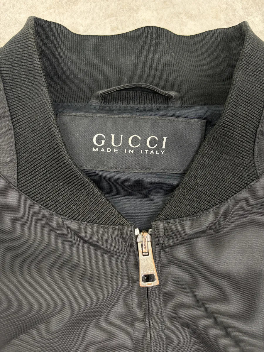 AW2013 Gucci Black Nylon Minimalist Bomber Jacket ppaWCjO 4