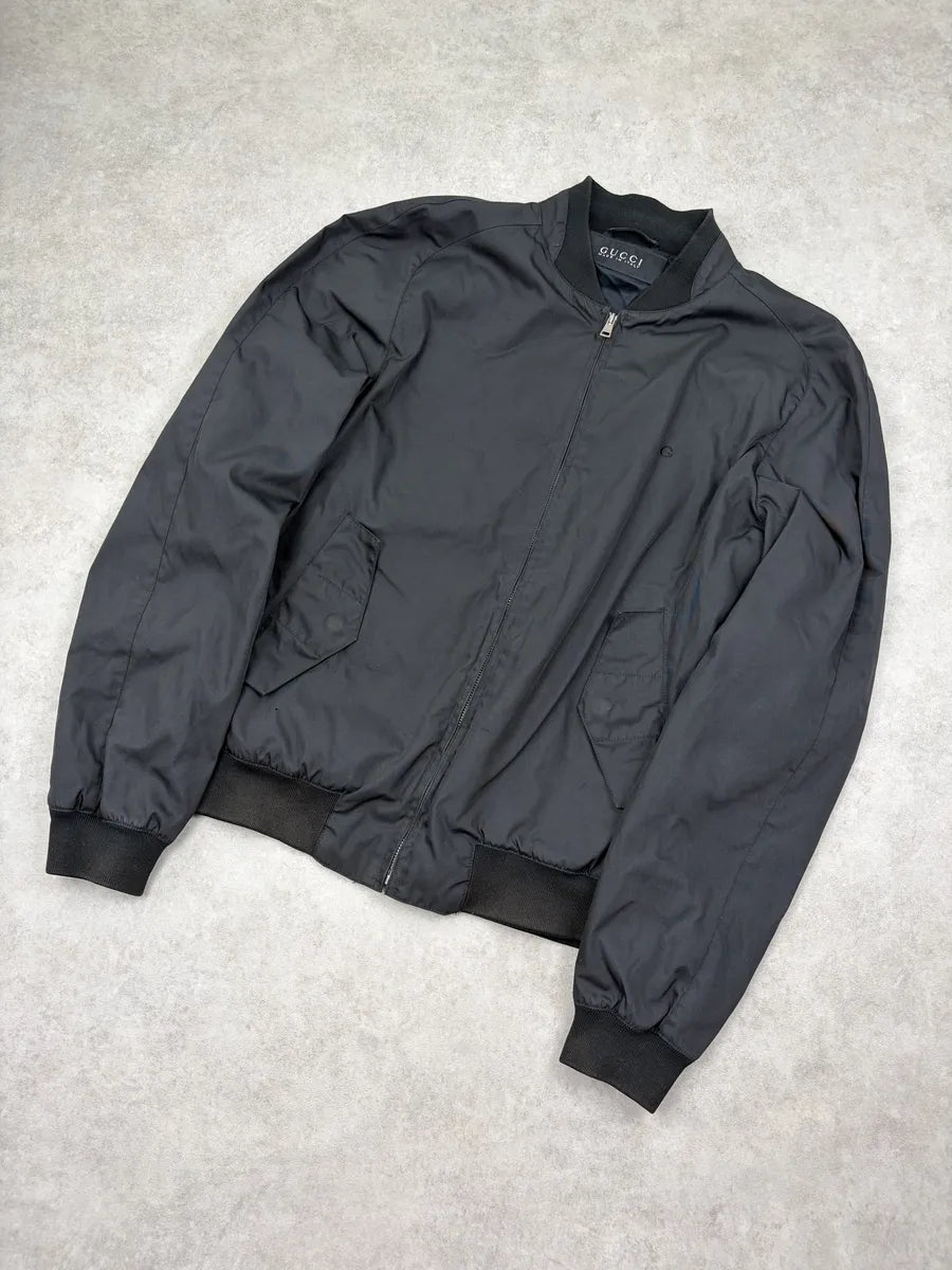 AW2013 Gucci Black Nylon Minimalist Bomber Jacket ppaWCjO 3