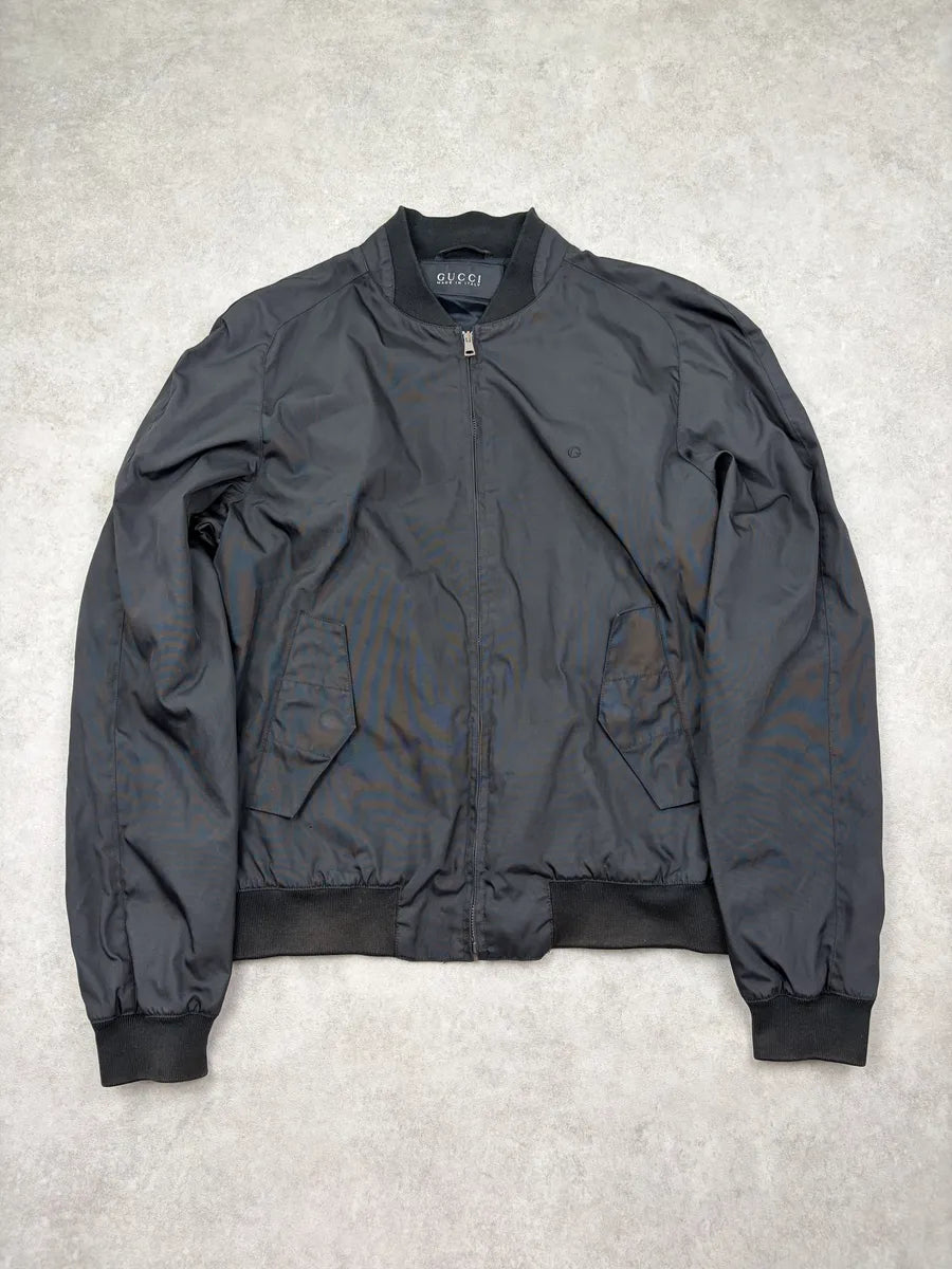 AW2013 Gucci Black Nylon Minimalist Bomber Jacket ppaWCjO 0