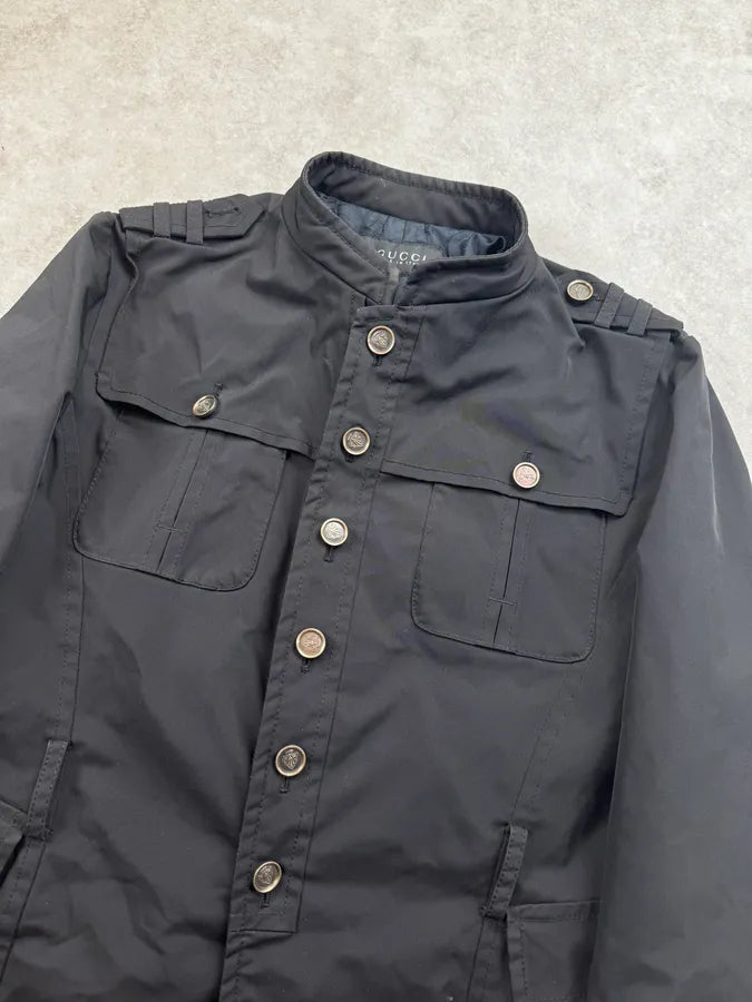 FW2008 Gucci Black Nylon Officer Jacket by Frida Giannini BWTaTjX 5