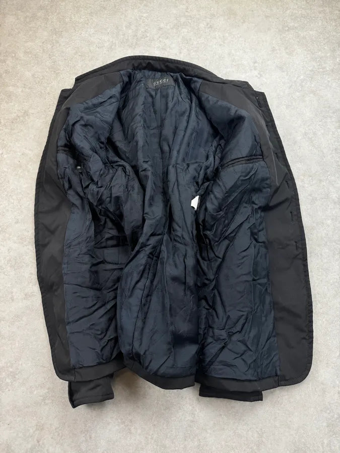 FW2008 Gucci Black Nylon Officer Jacket by Frida Giannini BWTaTjX 8