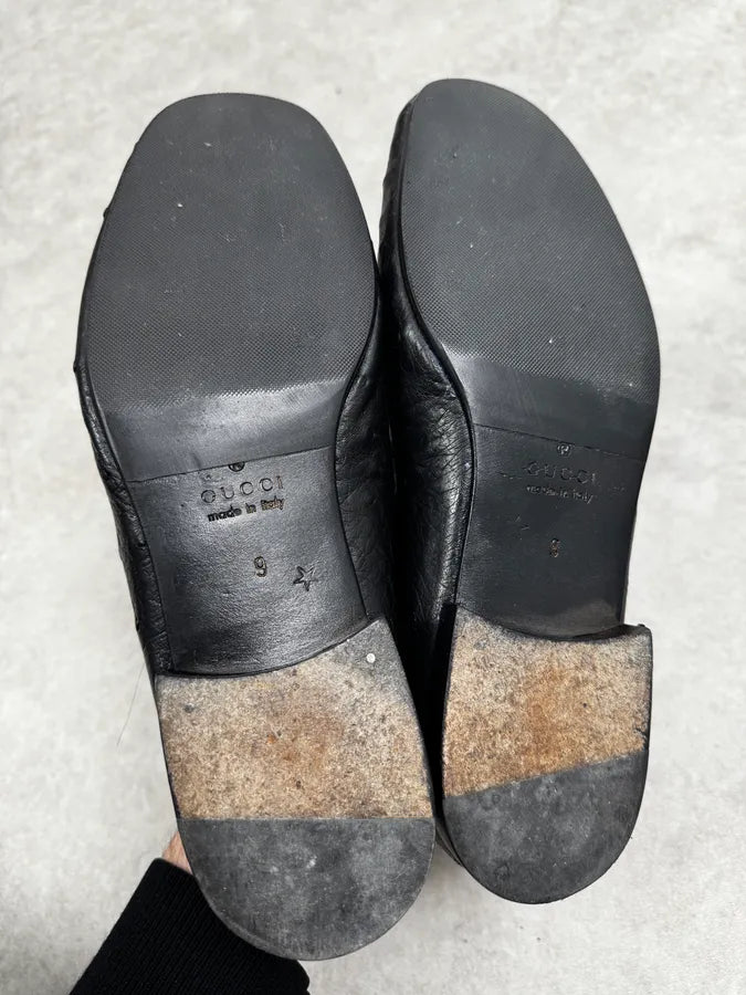 2000s Gucci Black Ostrich Waxed Leather Loafers  muMgTGU 6