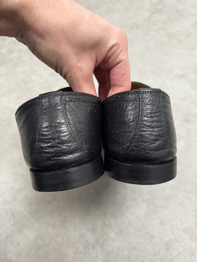 2000s Gucci Black Ostrich Waxed Leather Loafers  muMgTGU 5