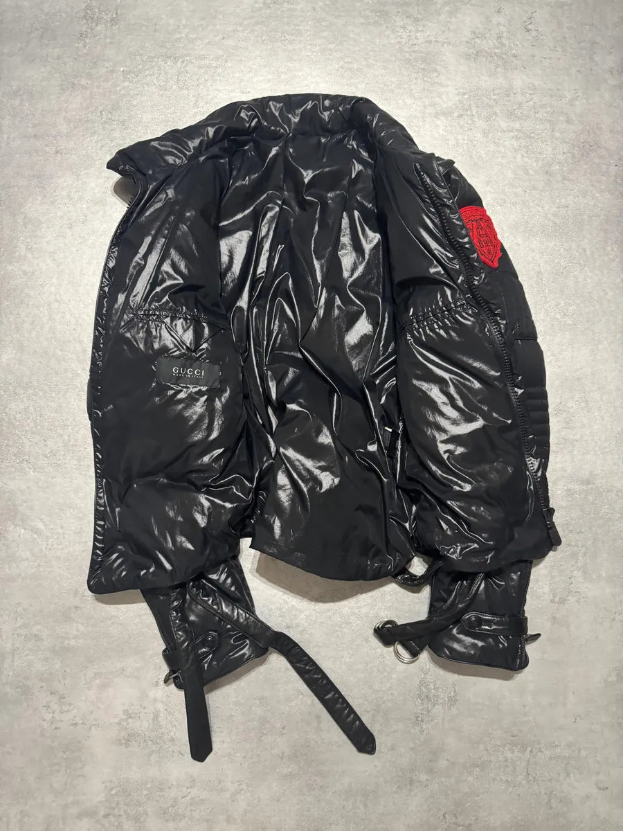 Gucci Black Patch Puffer Belted Jacket lZBSLHk 5