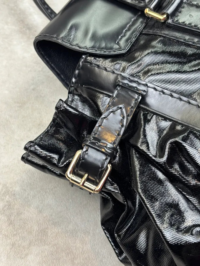2010s Gucci Black Patent Leather Handle Bag by Frida Giannini ezSydRw 12