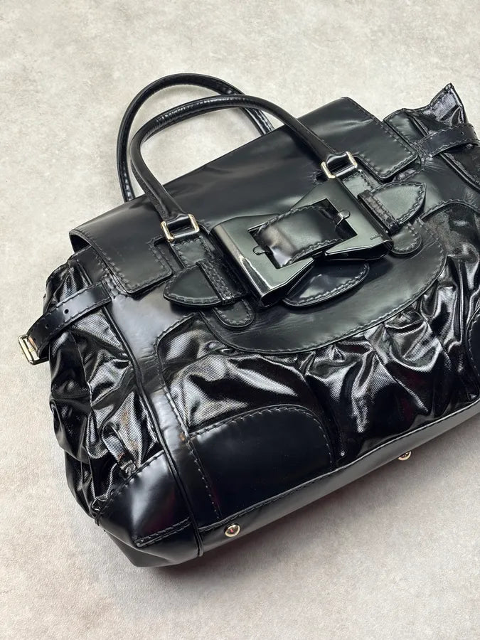 2010s Gucci Black Patent Leather Handle Bag by Frida Giannini ezSydRw 4