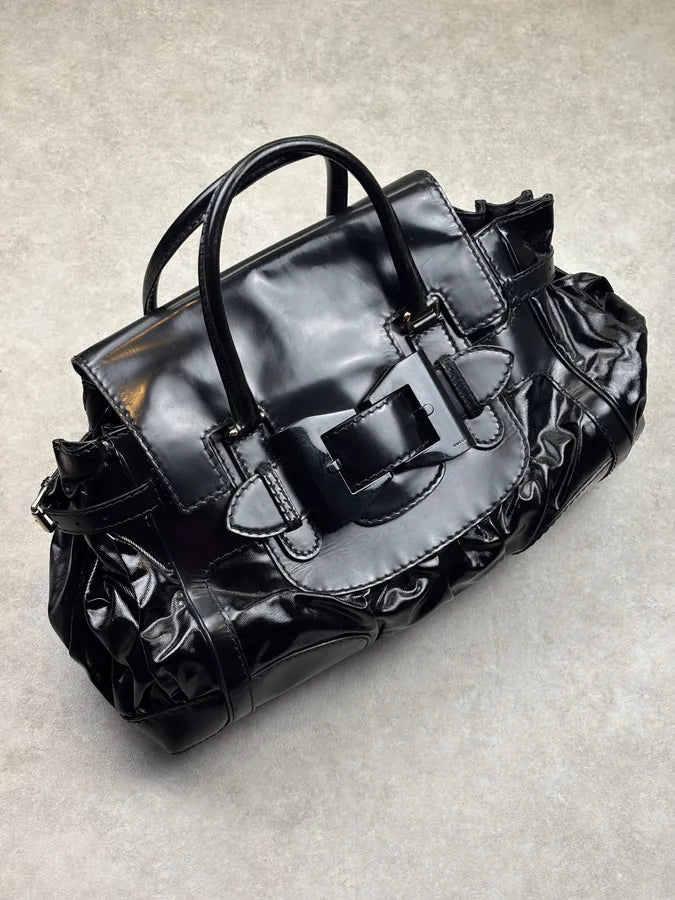 2010s Gucci Black Patent Leather Handle Bag by Frida Giannini ezSydRw 0