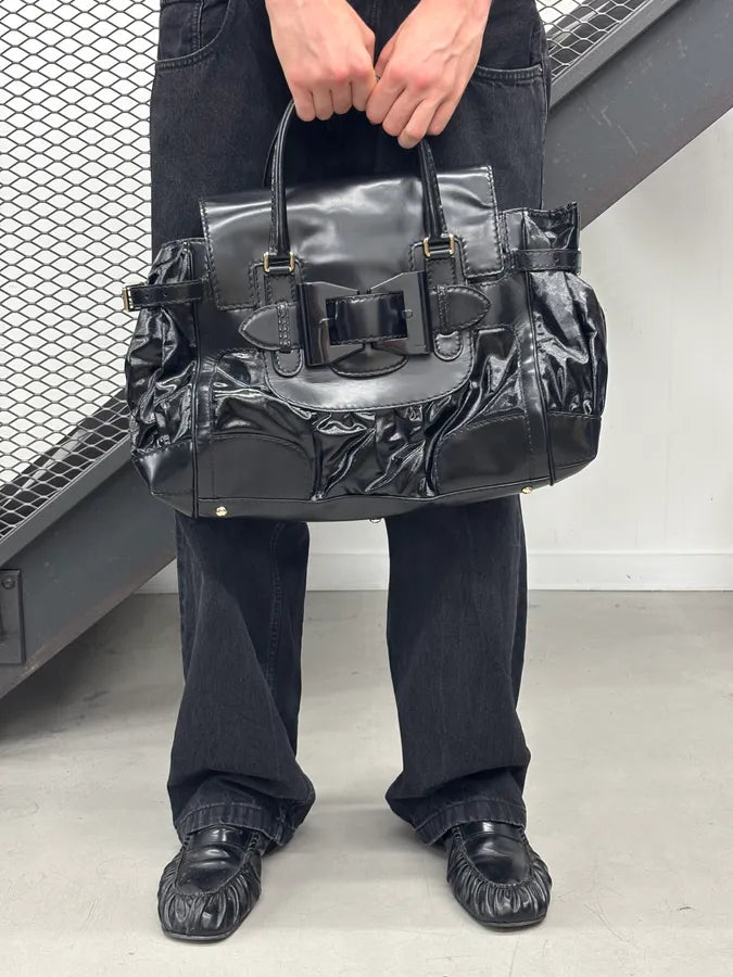 2010s Gucci Black Patent Leather Handle Bag by Frida Giannini ezSydRw 2