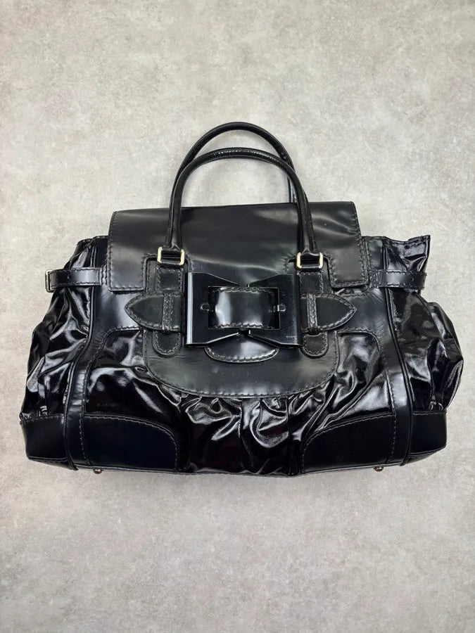 2010s Gucci Black Patent Leather Handle Bag by Frida Giannini ezSydRw 3