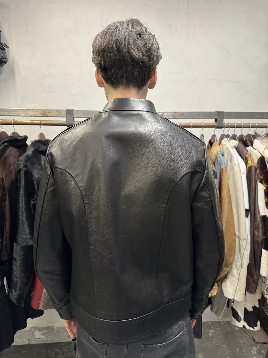 Gucci Black Premium Buttoned Naval Leather Jacket MKpBEPW 2