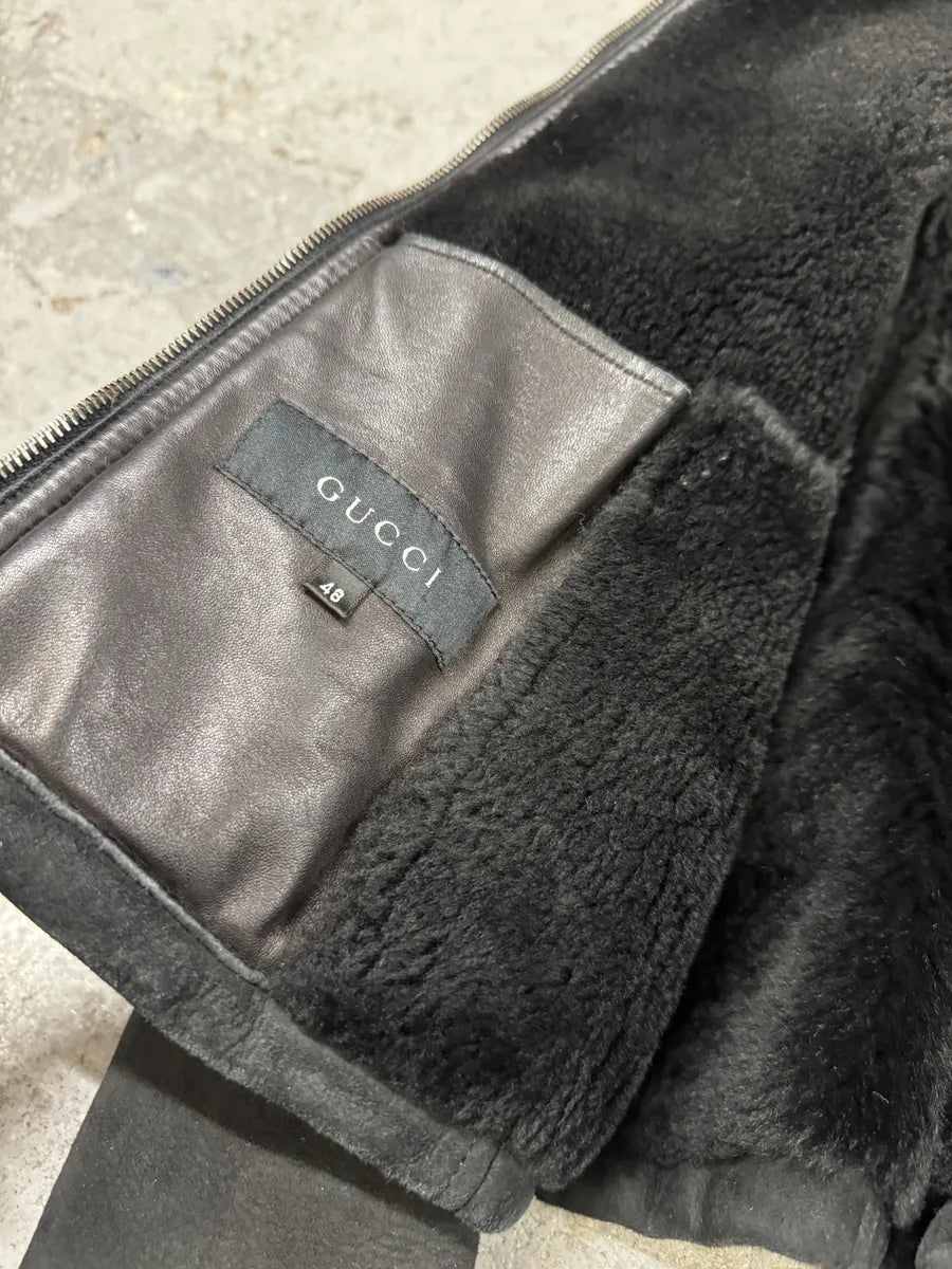 Gucci Black Premium Shearling Leather Jacket svMWfuI 10