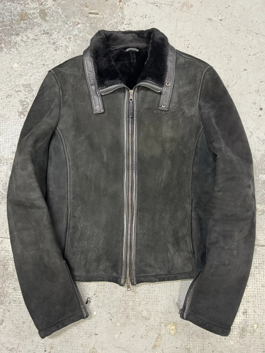 Gucci Black Premium Shearling Leather Jacket svMWfuI 5