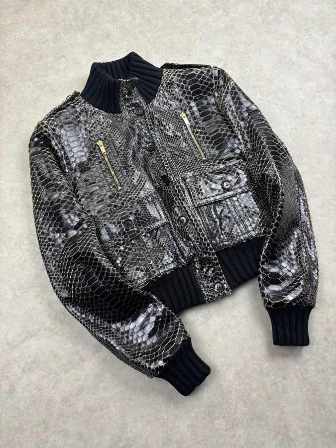 SS2009 Gucci Black Python Leather Madonna Jacket by Frida Giannini tAIueZO 3