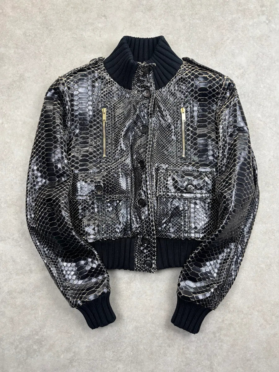 SS2009 Gucci Black Python Leather Madonna Jacket by Frida Giannini tAIueZO 0