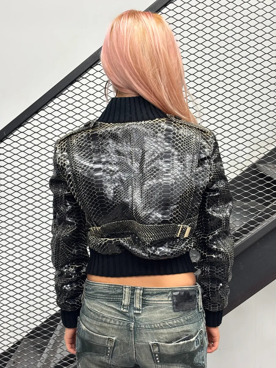 SS2009 Gucci Black Python Leather Madonna Jacket by Frida Giannini tAIueZO 2