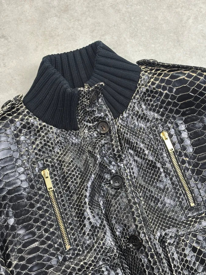 SS2009 Gucci Black Python Leather Madonna Jacket by Frida Giannini tAIueZO 4
