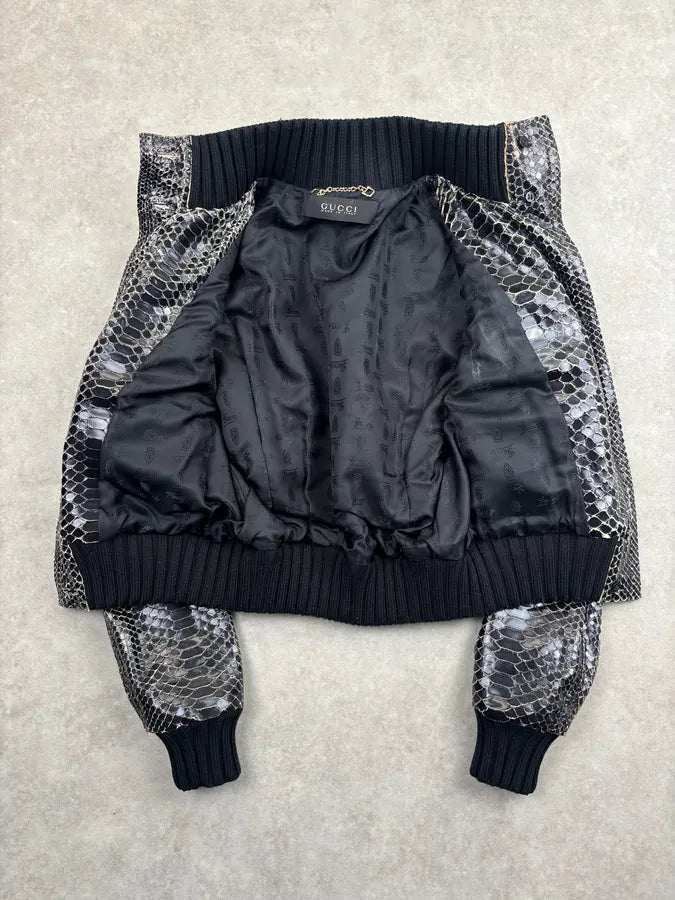 SS2009 Gucci Black Python Leather Madonna Jacket by Frida Giannini tAIueZO 7