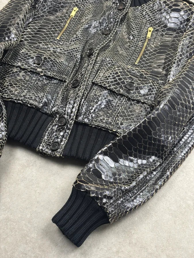 SS2009 Gucci Black Python Leather Madonna Jacket by Frida Giannini tAIueZO 9