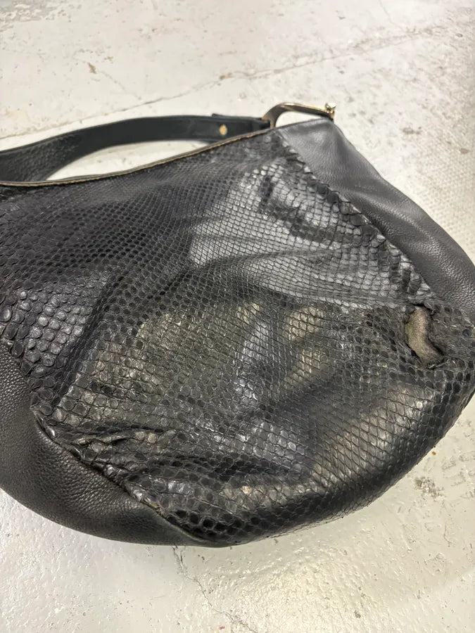 Gucci Black Python Leather Hobo Shoulder Bag XKNUgYu 3
