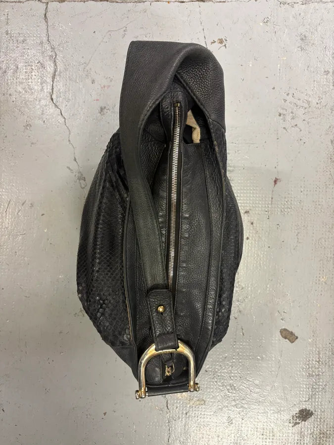 Gucci Black Python Leather Hobo Shoulder Bag XKNUgYu 5
