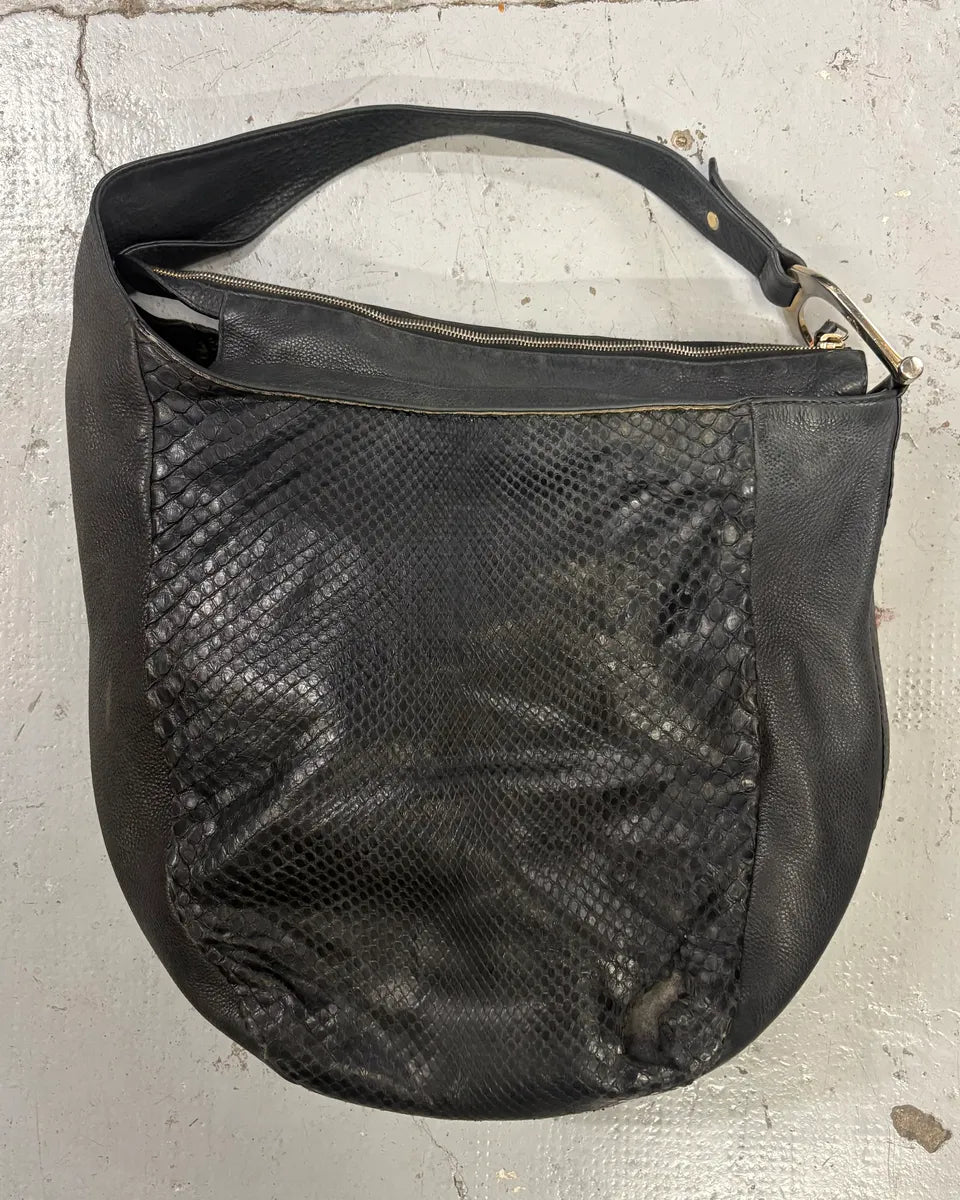 Gucci Black Python Leather Hobo Shoulder Bag XKNUgYu 0