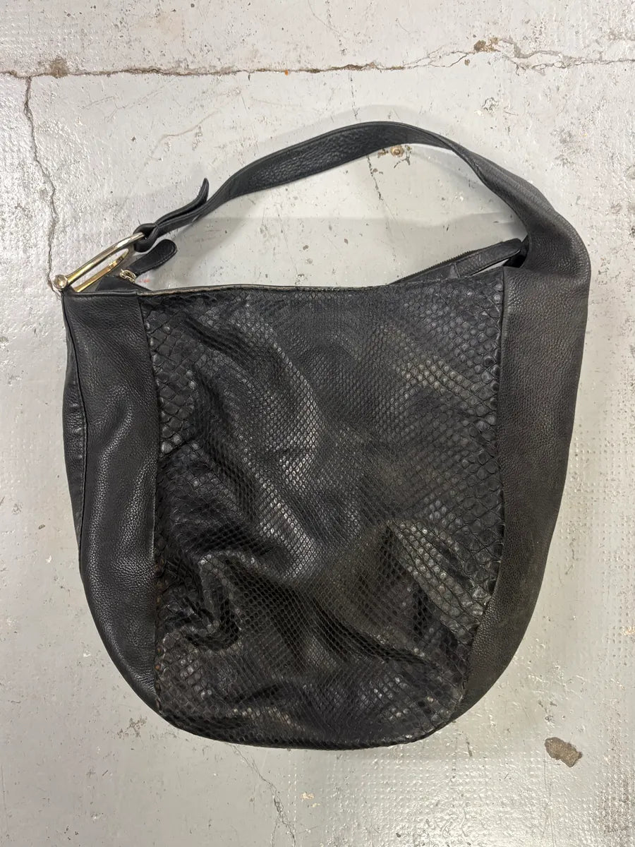 Gucci Black Python Leather Hobo Shoulder Bag XKNUgYu 4