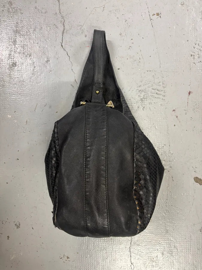 Gucci Black Python Leather Hobo Shoulder Bag XKNUgYu 6