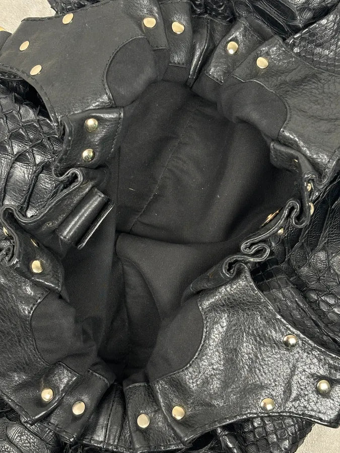 FW2007 Gucci Black Python Leather Studded Hobo Bag by Frida Giannini  pEGxBAh 14