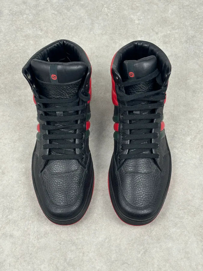 Gucci Black Red Leather High-Top Sneakers IqGWNCh 2