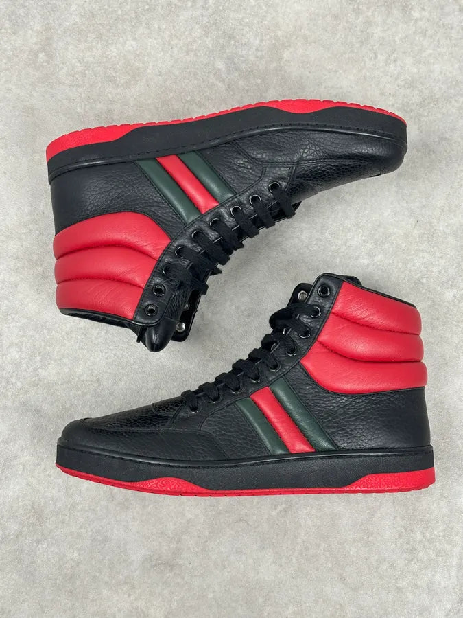 Gucci Black Red Leather High-Top Sneakers IqGWNCh 6