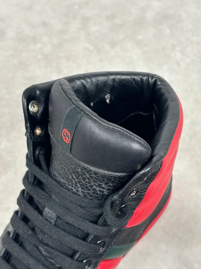 Gucci Black Red Leather High-Top Sneakers IqGWNCh 8