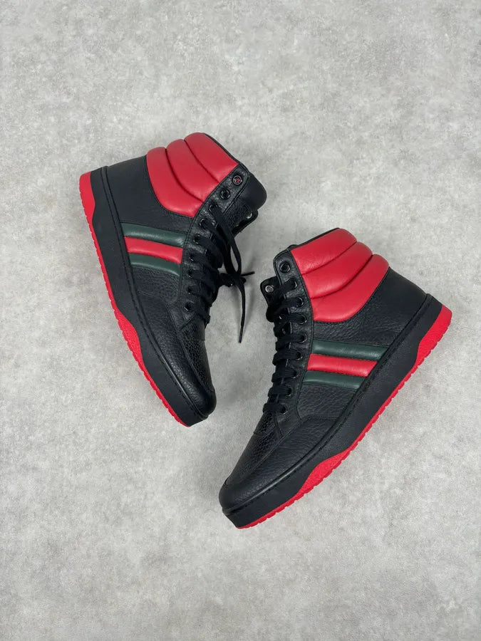 Gucci Black Red Leather High-Top Sneakers IqGWNCh 1