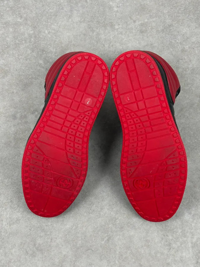 Gucci Black Red Leather High-Top Sneakers IqGWNCh 11