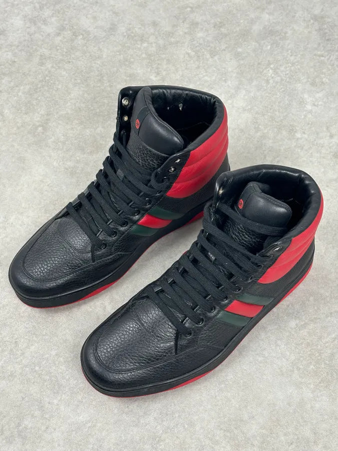 Gucci Black Red Leather High-Top Sneakers IqGWNCh 3