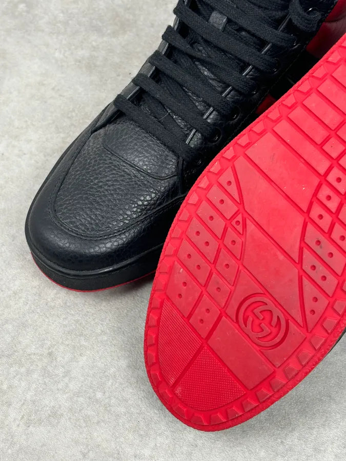 Gucci Black Red Leather High-Top Sneakers IqGWNCh 10