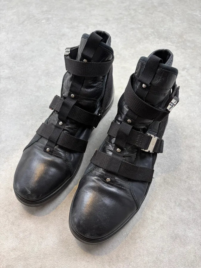 Gucci Black Strapped Leather High Sneakers mpvvYCU 2