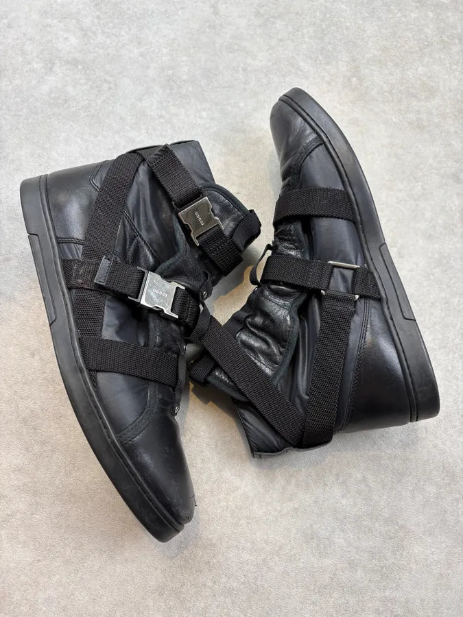Gucci Black Strapped Leather High Sneakers mpvvYCU 5